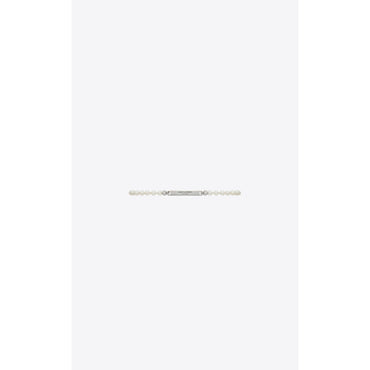Tag & Pearl Bracelet - Palladium/Creme