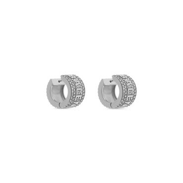 Logo Hoop XL Earrings P - Shiny Silver/Crystal