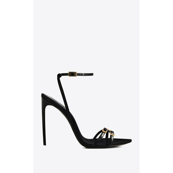 Cassie 110 Sandals In Crepe Satin - Black