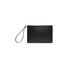 Bb Mono Emb Pouch M W/Handle - Black
