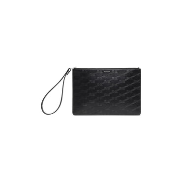 Bb Mono Emb Pouch M W/Handle - Black