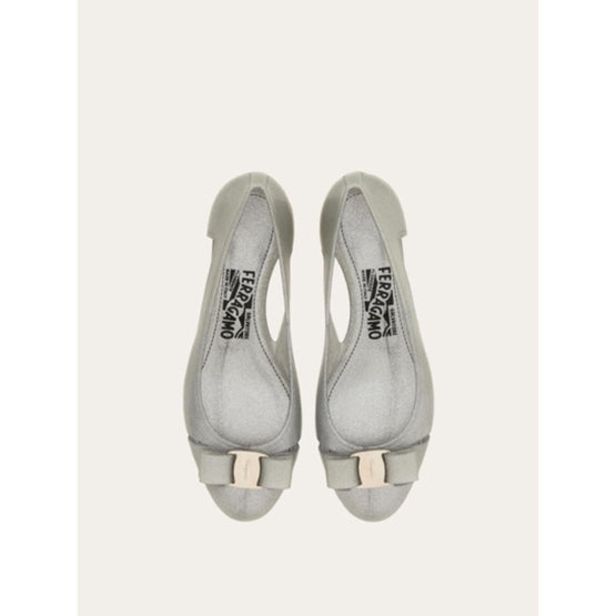 Jelly Ballet Flats with Vara Bow - Silver