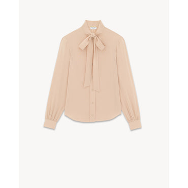 BLOUSE CREPE DE CHINE DE SOIE - BEIGE