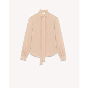 BLOUSE CREPE DE CHINE DE SOIE - BEIGE