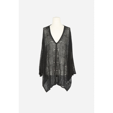 KAFTAN MAILLE DENTELLE GRAPHIQ - NERO/NERO