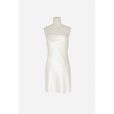 ROBE ENVERS SATIN LOURD - CRAIE