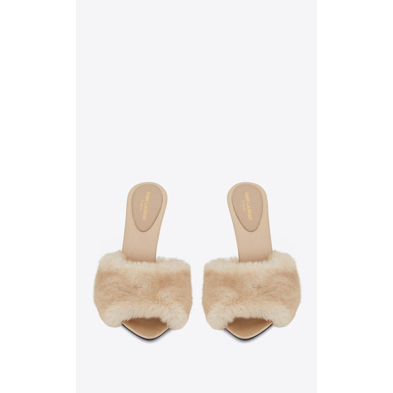 Sandals In Fake Fur - Light Beige