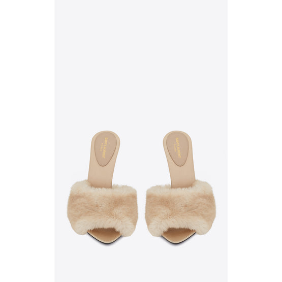 Sandals In Fake Fur - Light Beige