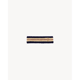 YSL Striped Sponge Headband - Off White/Blue