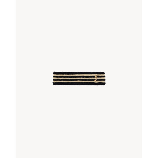 YSL Striped Sponge Headband - Black/Ivory