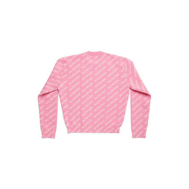 All-Over Crewneck - Pink/White