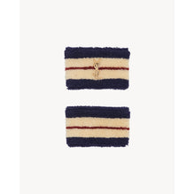 2 Stripep Sponge Bracelets - Off White/Blue