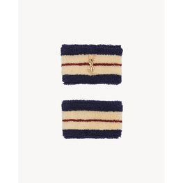 2 Stripep Sponge Bracelets - Off White/Blue