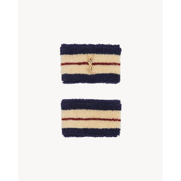 2 Stripep Sponge Bracelets - Off White/Blue