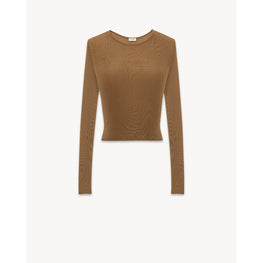 Long SLeeve Knit Top In Cote Viscose Fine - Noisette