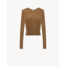 Long SLeeve Knit Top In Cote Viscose Fine - Noisette