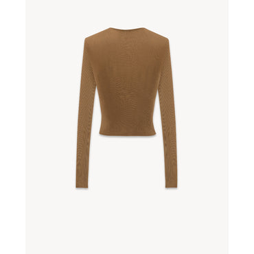 Tricot De Corps Crop Round Collar - Noisette