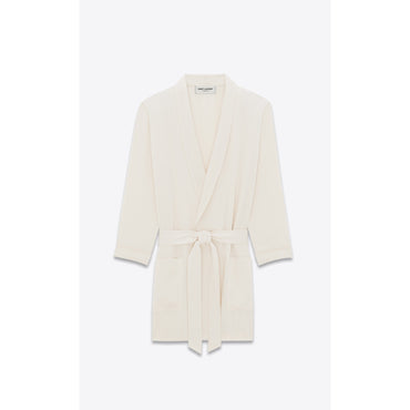 Peignoir Col Chale Satin Enver - Craie