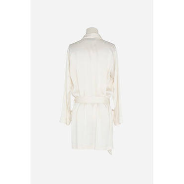 Peignoir Col Chale Satin Enver - Craie