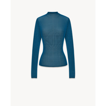 TRICOT DE CORPS COL CHEMINEE S - BLEU CANARD