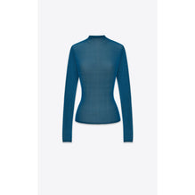 Tricot Long SLeeve Knit Top In Soie Extra Fine - Bleu Canard