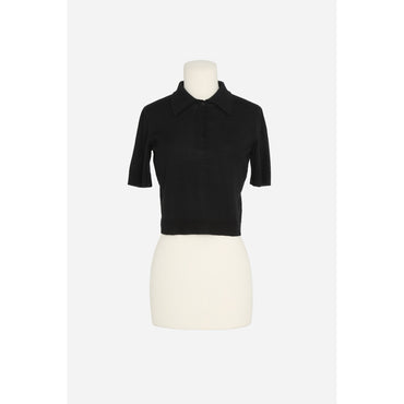 Polo Manches Courtes Laine Fin - Noir