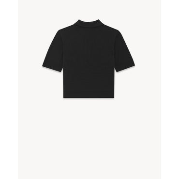 Polo Manches Courtes Laine Fin - Noir