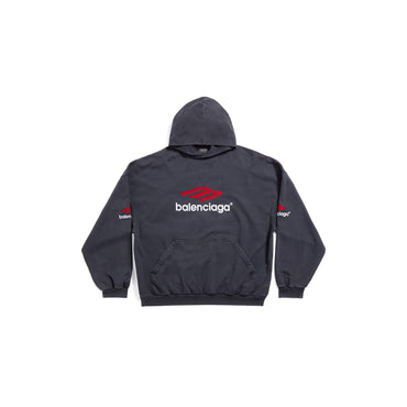 Large Fit Hoodie - Fade Black/Red/White