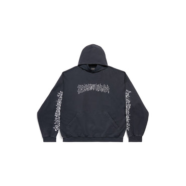 Large Fit Hoodie - Faded Black/White