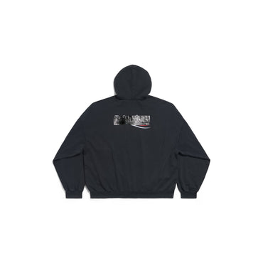 Large Fit Hoodie - Faded Black/White