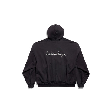 Large Fit Hoodie - Washed Black/White