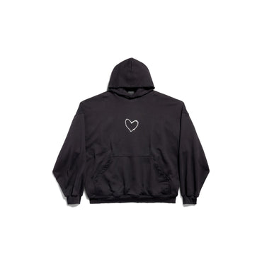 Large Fit Hoodie - Washed Black/White