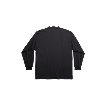 Long Sleeve Large Fit T-Shirt - Washed Black/White
