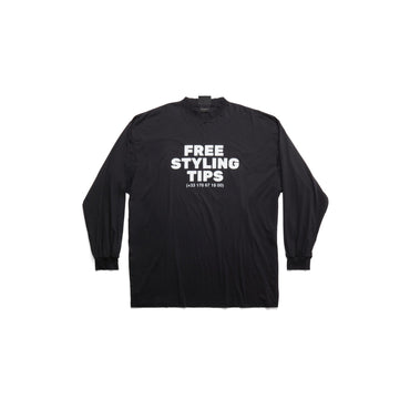 Long Sleeve Large Fit T-Shirt - Washed Black/White