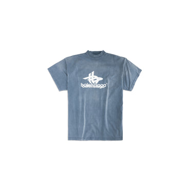 Oversized T-Shirt - Faded Blue/White