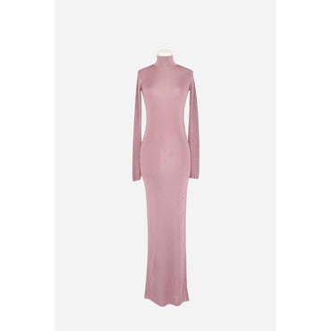ROBE LONGUE COLONNE COL MONTAN - MAUVE