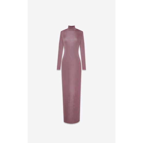 Long Knit Dress In Cote Viscose Fine - Mauve