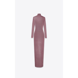 Long Knit Dress In Cote Viscose Fine - Mauve