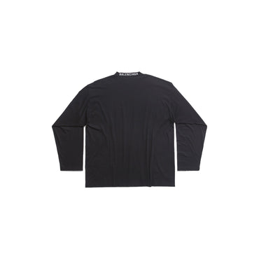 Long Sleeve Oversized T-Shirt - Washed Black/White