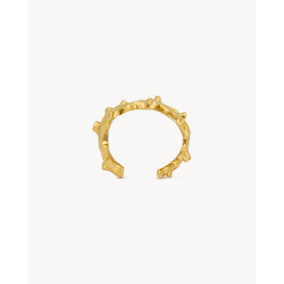 Manchette Oversize Coral Cuff In Brass Metal - Dore Satine