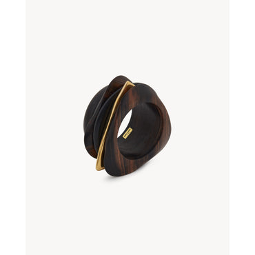 BRACELET BLOC BOIS LAITON/MACA - DORE/NOIR/MARRON/MAR