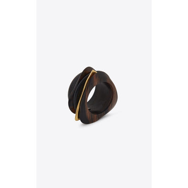 Oversize Multi Wooden Cuff - Dore/Noir/Marron/Mar
