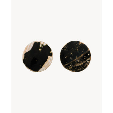 Shell Disk Earrings - Palladium/Noir/Nacre