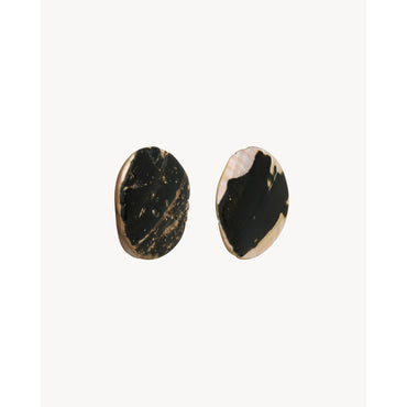 Shell Disk Earrings - Palladium/Noir/Nacre
