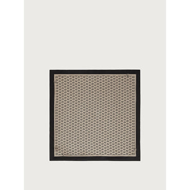 Gancio S Print Silk Foulard (70x70cm) - Bone/Black