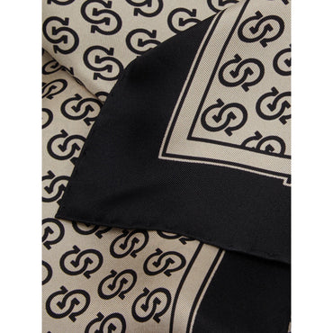 Gancio S Print Silk Foulard (70x70cm) - Bone/Black