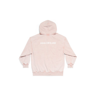 Small Fit Zip-Up Hoodie - Light Pink/White