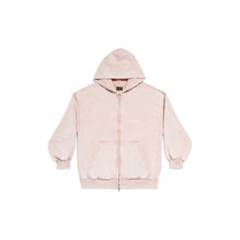 Small Fit Zip-Up Hoodie - Light Pink/White