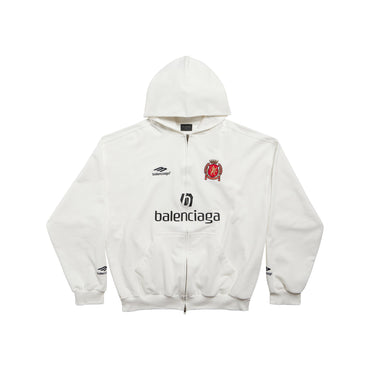 Medium Fit Zip-Up Hoodie - White/Black