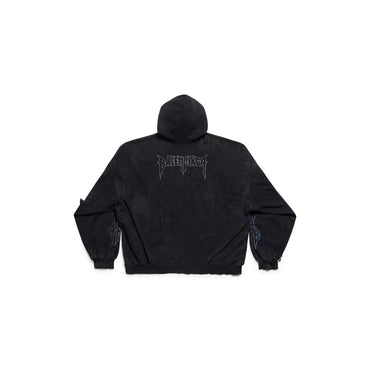 No Pocket Large Fit Hoodie - Washed Black